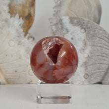 Load image into Gallery viewer, Carnelian Flower Agate Sphere with Druzy