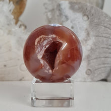 Load image into Gallery viewer, Carnelian Flower Agate Sphere with Druzy