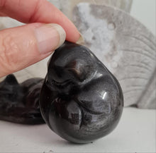 Load image into Gallery viewer, Silver Sheen Obsidian Sleeping Cat