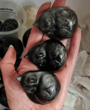 Load image into Gallery viewer, Silver Sheen Obsidian Sleeping Cat