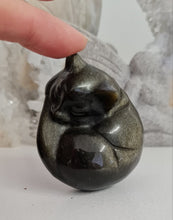 Load image into Gallery viewer, Gold Sheen Obsidian Sleeping Cat