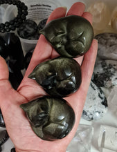 Load image into Gallery viewer, Gold Sheen Obsidian Sleeping Cat
