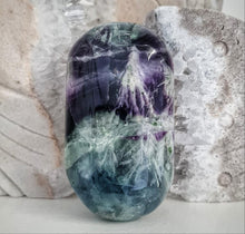 Load image into Gallery viewer, Feather Fluorite Palmstone with Rainbows