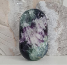 Load image into Gallery viewer, Feather Fluorite Palmstone with Rainbows
