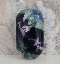 Load image into Gallery viewer, Feather Fluorite Palmstone with Rainbows