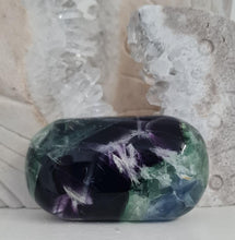 Load image into Gallery viewer, Feather Fluorite Palmstone with Rainbows