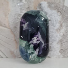 Load image into Gallery viewer, Feather Fluorite Palmstone with Rainbows