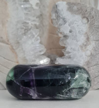 Load image into Gallery viewer, Feather Fluorite Palmstone with Rainbows