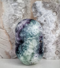 Load image into Gallery viewer, Feather Fluorite Palmstone with Rainbows