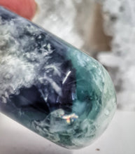 Load image into Gallery viewer, Feather Fluorite Palmstone with Rainbows