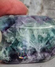 Load image into Gallery viewer, Feather Fluorite Palmstone with Rainbows