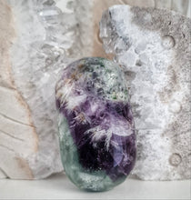Load image into Gallery viewer, Feather Fluorite Palmstone with Rainbows