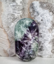 Load image into Gallery viewer, Feather Fluorite Palmstone with Rainbows
