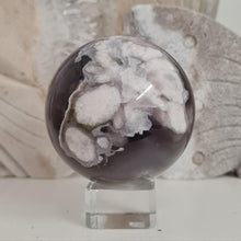 Load image into Gallery viewer, Black Flower Agate Sphere