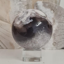 Load image into Gallery viewer, Black Flower Agate Sphere