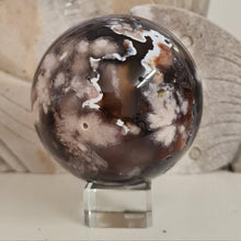 Load image into Gallery viewer, Black Flower Agate Sphere