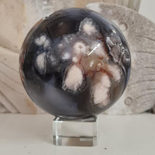 Load image into Gallery viewer, Black Flower Agate Sphere