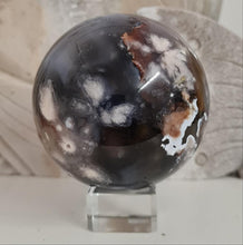 Load image into Gallery viewer, Black Flower Agate Sphere