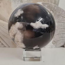 Load image into Gallery viewer, Black Flower Agate Sphere