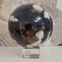 Load image into Gallery viewer, Black Flower Agate Sphere