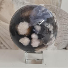 Load image into Gallery viewer, Black Flower Agate Sphere