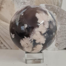 Load image into Gallery viewer, Black Flower Agate Sphere