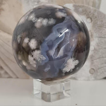Load image into Gallery viewer, Black Flower Agate Sphere