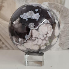 Load image into Gallery viewer, Black Flower Agate Sphere