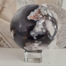 Load image into Gallery viewer, Black Flower Agate Sphere