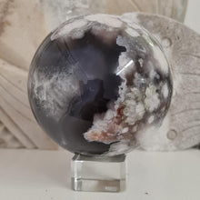 Load image into Gallery viewer, Black Flower Agate Sphere