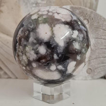 Load image into Gallery viewer, Black Flower Agate Sphere