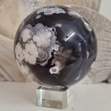 Load image into Gallery viewer, Black Flower Agate Sphere