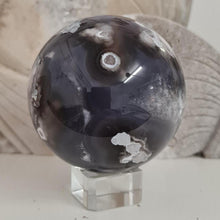 Load image into Gallery viewer, Black Flower Agate Sphere