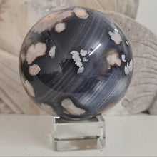Load image into Gallery viewer, Black Flower Agate Sphere