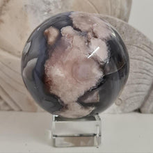 Load image into Gallery viewer, Black Flower Agate Sphere