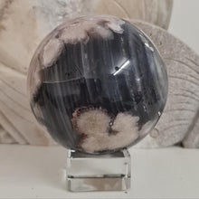 Load image into Gallery viewer, Black Flower Agate Sphere