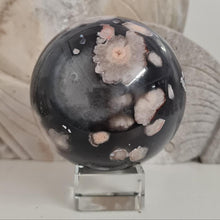 Load image into Gallery viewer, Black Flower Agate Sphere