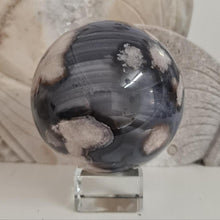 Load image into Gallery viewer, Black Flower Agate Sphere