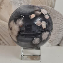 Load image into Gallery viewer, Black Flower Agate Sphere