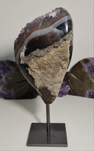 Load image into Gallery viewer, Amethyst with Stalactite Eyes and Agate Banding on Stand
