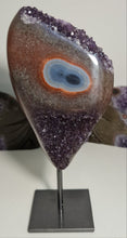 Load image into Gallery viewer, Amethyst with Stalactite Eyes and Agate Banding on Stand