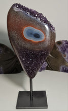 Load image into Gallery viewer, Amethyst with Stalactite Eyes and Agate Banding on Stand