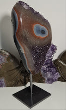 Load image into Gallery viewer, Amethyst with Stalactite Eyes and Agate Banding on Stand