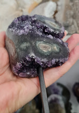 Load image into Gallery viewer, Amethyst with Stalactite Eyes on Stand