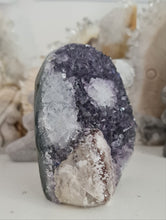 Load image into Gallery viewer, Amethyst with Calcite Inclusions Cutbase