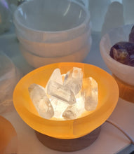 Load image into Gallery viewer, Orange Selenite Bowl with Clear Quartz Lamp