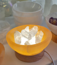 Load image into Gallery viewer, Orange Selenite Bowl with Clear Quartz Lamp