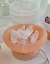 Load image into Gallery viewer, Orange Selenite Bowl with Clear Quartz Lamp