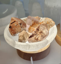 Load image into Gallery viewer, Selenite Cleansing Bowl with Smoky Quartz Lamp