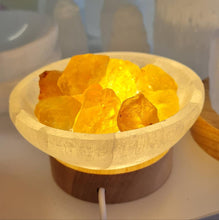 Load image into Gallery viewer, Selenite Cleansing Bowl with Citrine Lamp